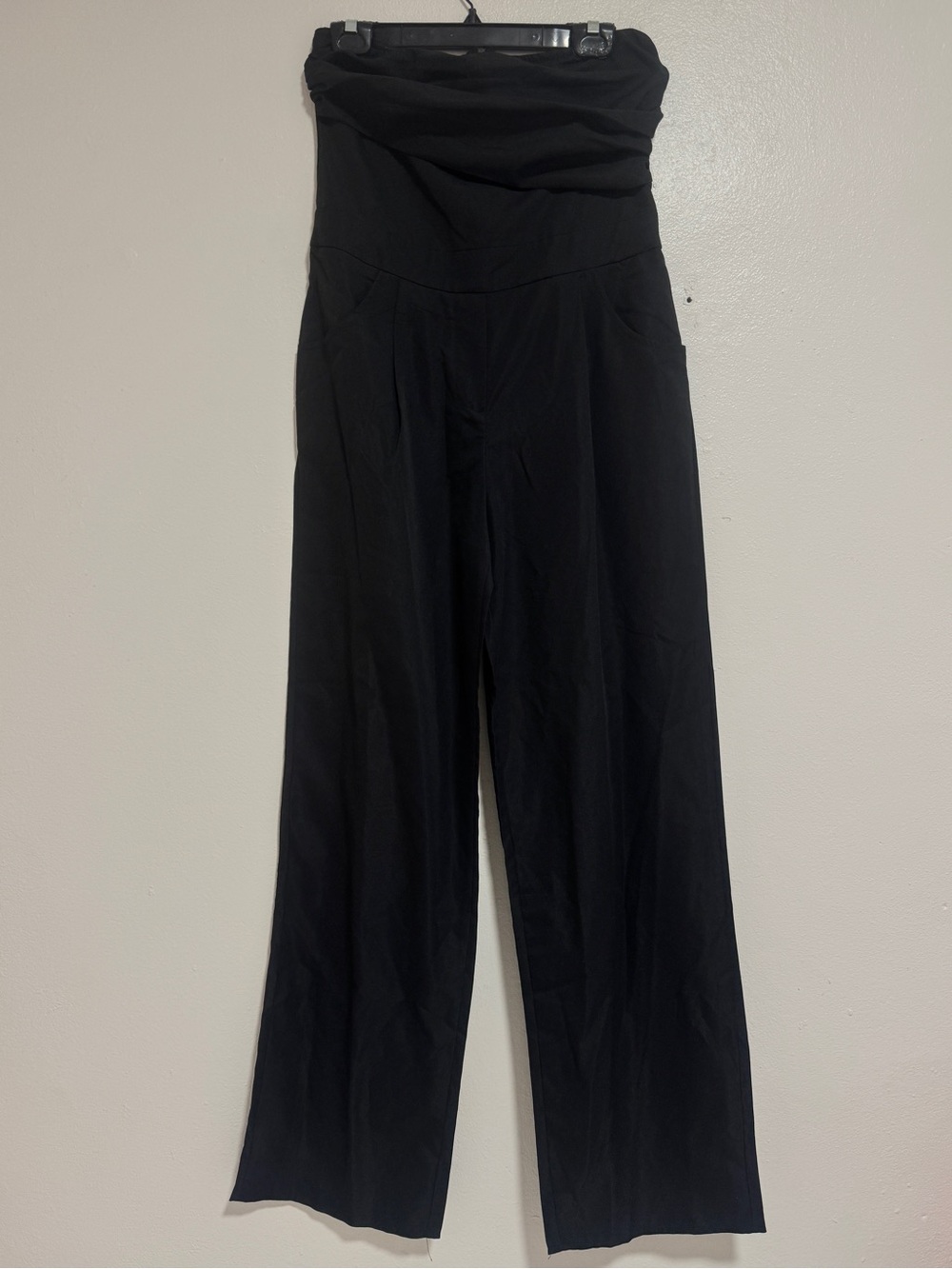 PrettyLittleThing Black High-Waist Wide Leg Jumpsuit Pants